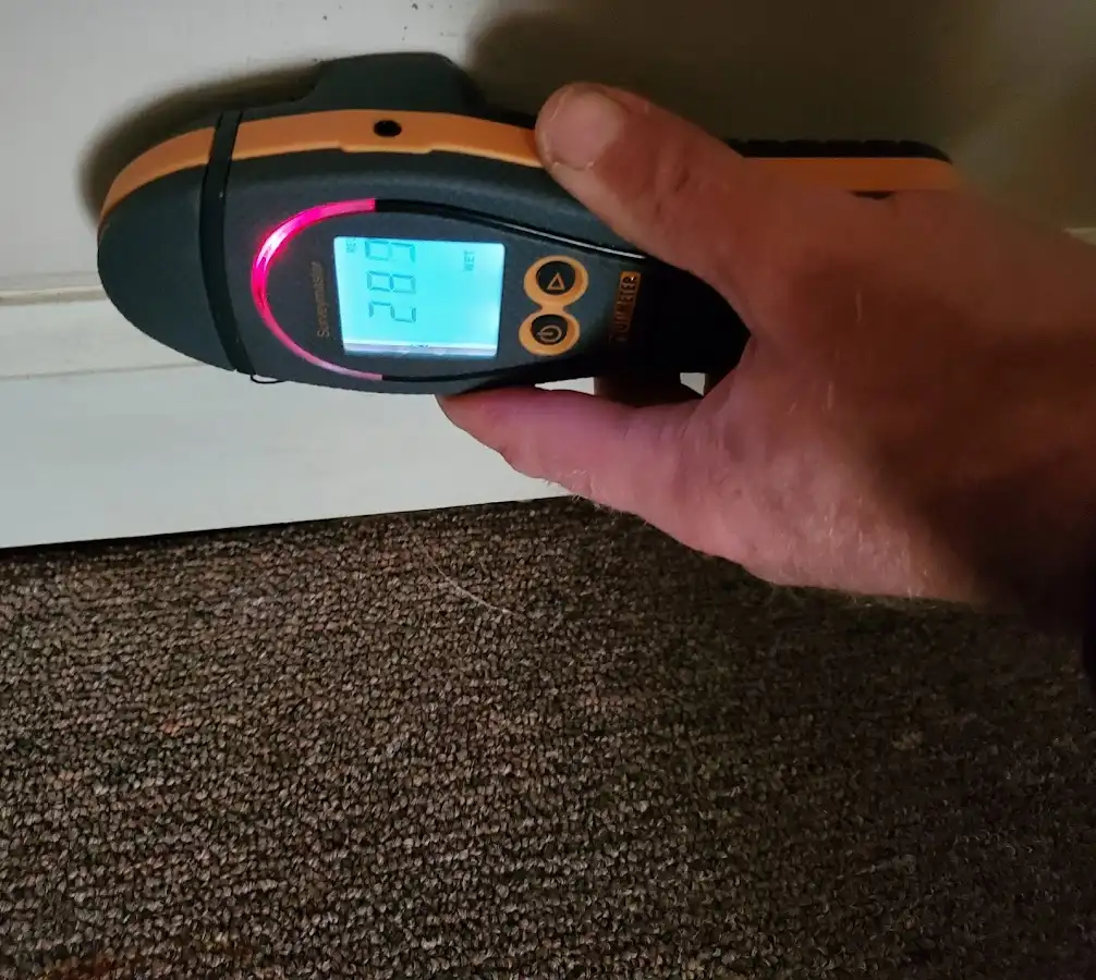 Moisture detection at baseboard during Burst Pipe Cleanup in North Londonderry